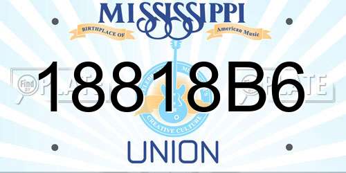 18818B6 Mississippi License Plate