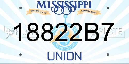 18822B7 Mississippi License Plate