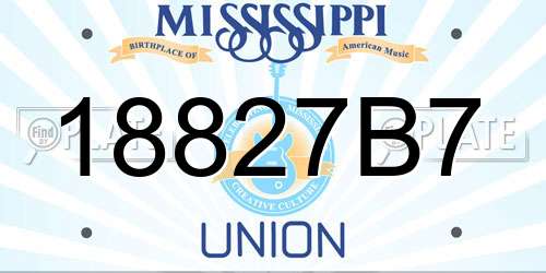 18827B7 Mississippi License Plate