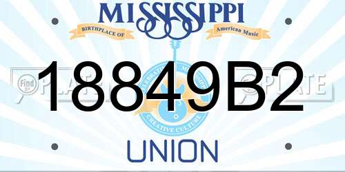 18849B2 Mississippi License Plate