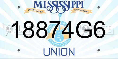 18874G6 Mississippi License Plate