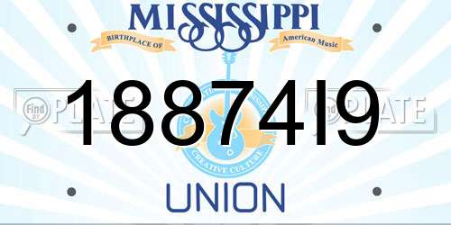 18874I9 Mississippi License Plate