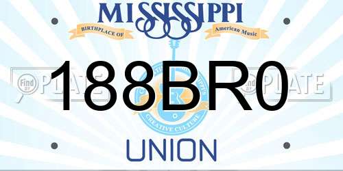 188BR0 Mississippi License Plate