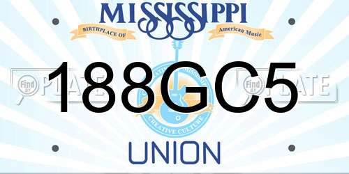 188GC5 Mississippi License Plate