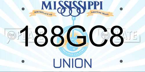 188GC8 Mississippi License Plate