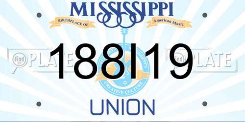 188I19 Mississippi License Plate