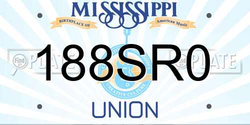 188SR0 Mississippi License Plate