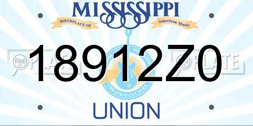 18912Z0 Mississippi License Plate