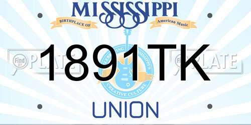 1891TK Mississippi License Plate