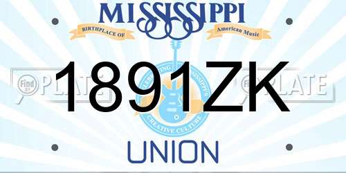 1891ZK Mississippi License Plate