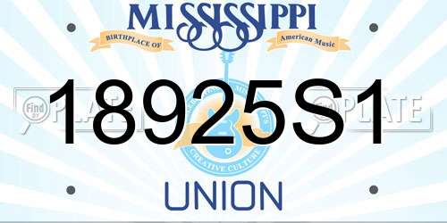 18925S1 Mississippi License Plate