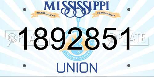 1892851 Mississippi License Plate