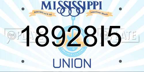18928I5 Mississippi License Plate