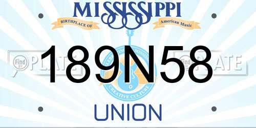 189N58 Mississippi License Plate