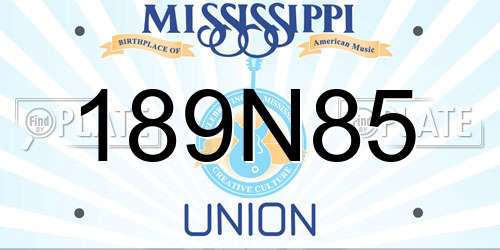 189N85 Mississippi License Plate