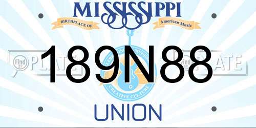 189N88 Mississippi License Plate