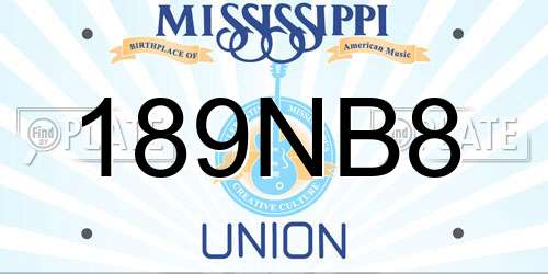 189NB8 Mississippi License Plate