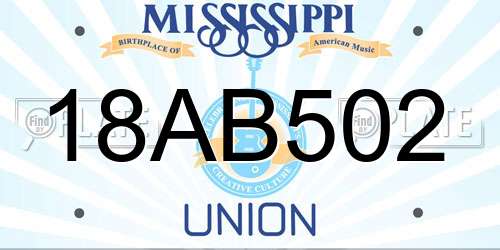 18AB502 Mississippi License Plate