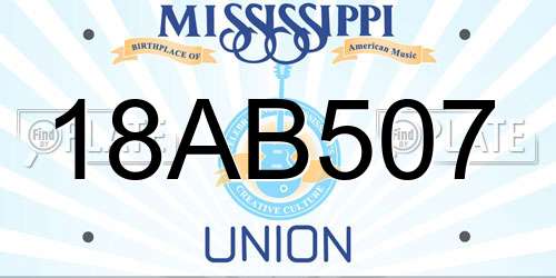 18AB507 Mississippi License Plate