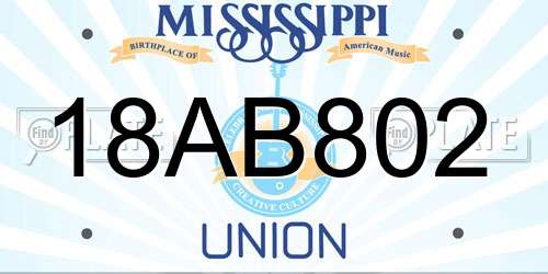 18AB802 Mississippi License Plate
