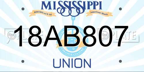 18AB807 Mississippi License Plate