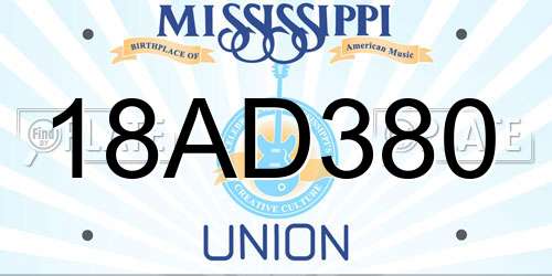 18AD380 Mississippi License Plate
