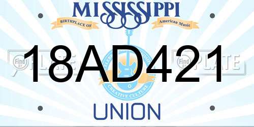 18AD421 Mississippi License Plate