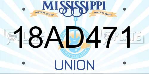 18AD471 Mississippi License Plate