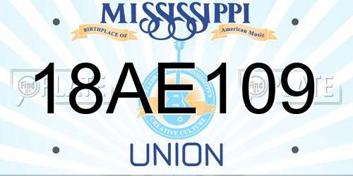 18AE109 Mississippi License Plate