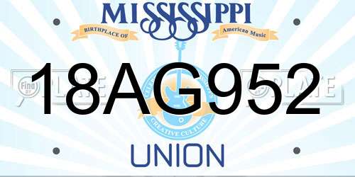 18AG952 Mississippi License Plate