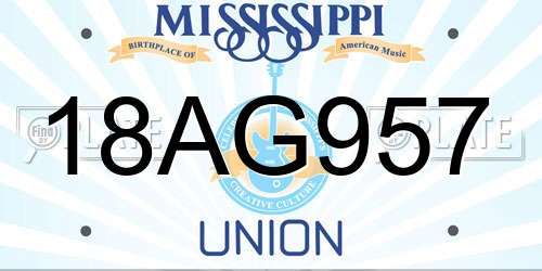 18AG957 Mississippi License Plate