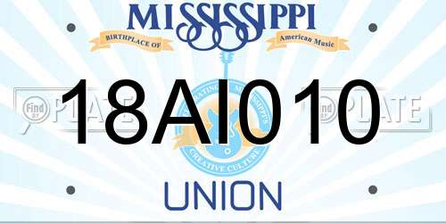 18AI010 Mississippi License Plate