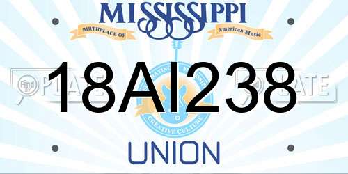 18AI238 Mississippi License Plate
