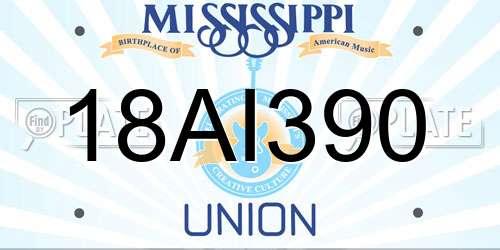 18AI390 Mississippi License Plate