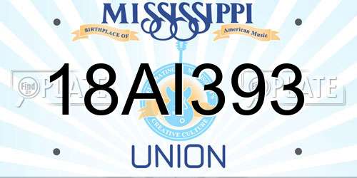 18AI393 Mississippi License Plate
