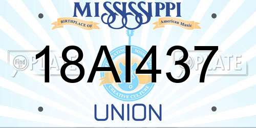 18AI437 Mississippi License Plate
