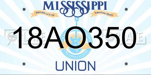 18AO350 Mississippi License Plate