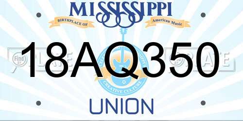 18AQ350 Mississippi License Plate