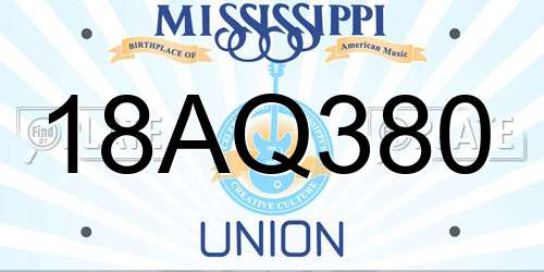 18AQ380 Mississippi License Plate