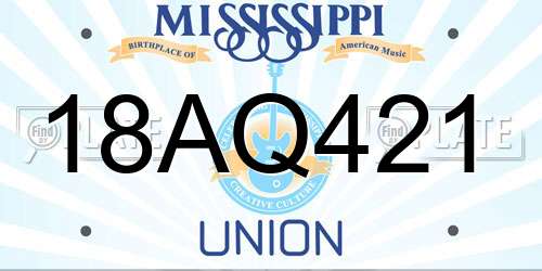 18AQ421 Mississippi License Plate