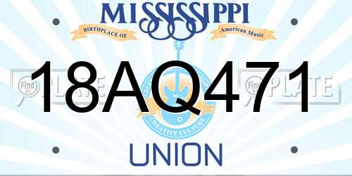 18AQ471 Mississippi License Plate
