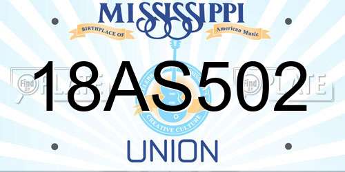 18AS502 Mississippi License Plate