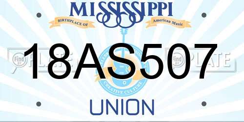 18AS507 Mississippi License Plate