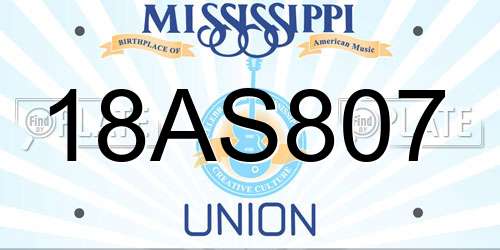 18AS807 Mississippi License Plate