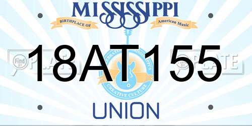 18AT155 Mississippi License Plate