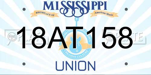 18AT158 Mississippi License Plate