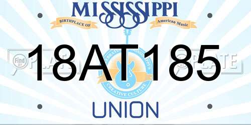 18AT185 Mississippi License Plate