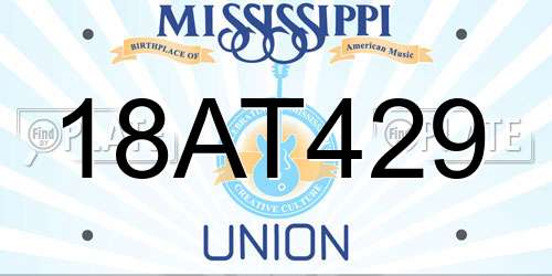 18AT429 Mississippi License Plate