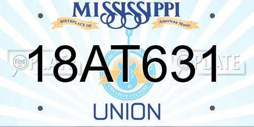 18AT631 Mississippi License Plate