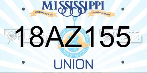 18AZ155 Mississippi License Plate